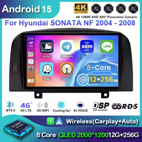 Android 15 For Hyundai Sonata NF 2004 - 2008 2K QLED Stereo Car Radio Multimedia Video Player GPS WI