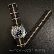 WMNP BKG Nato Strap Strong Buckle, Ribbed Nato Strap Premium Black Gold