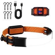 LED Headlamp with Tailight for Safety Helmet Rechargeable Headlamps Flashlight 230° Wide Beam Headli