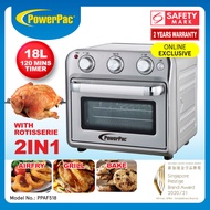 PowerPac Air Fryer Oven With Rotisseries, air Fryer Basket 18L (PPAF518)