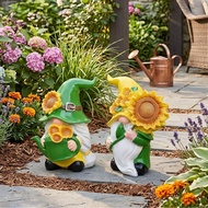 Luocute Sunflower Gnome Figurines 2 Pack (Sunflower 1 Pair)