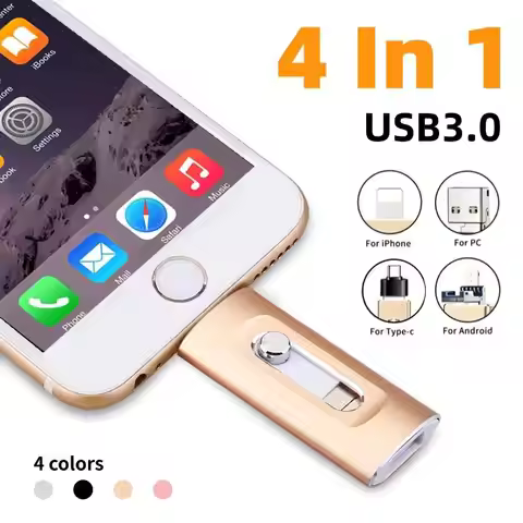 4 in 1 USB 3.0 Flash Drive for iPhone & Android & Type-C & PC, High-Speed Photo Stick OTG Memory Sti