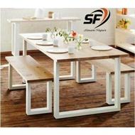 KAYU Wooden dining table 120x70x70cm (1 table 2 long chairs)