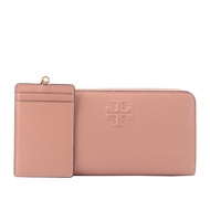 TORY BURCH Thea 荔枝皮革附證件套ㄇ形拉鍊長夾（粉色）_廠商直送