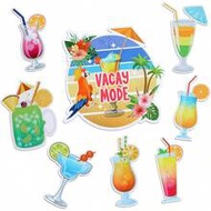 8pcs Magnetic Cruise Ship Door Decor Set, Including 1 Margarita Parrot Magnet And 7 Tropical Drink M