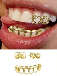 1 ชุด แฟชั่นใจว่างและดาวว่าง 6 ฟัน ฮิปฮอป Teeth Grillz, แบบสไตล์ปาร์ตี้และวันฮาโลวีน ตกแต่งแบบยูนิเซ