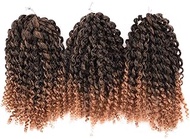 Silike Marlybob Crochet Braiding Hair 8'' Ombre Jerry Curl (3 Bundles/pack) Mali Bob Afro Kinky Curl