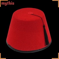 [MYTHIS] Fez Cap, Felt Round Tarboosh Fez Hat, Traditional Breathable Red Color Moroccan Hat Univers
