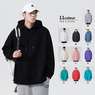 Hoodie【Size M-8XL 150K】Kpop Oversized man Long Solid color hoodie Sleeve plain Color Streetwear thic