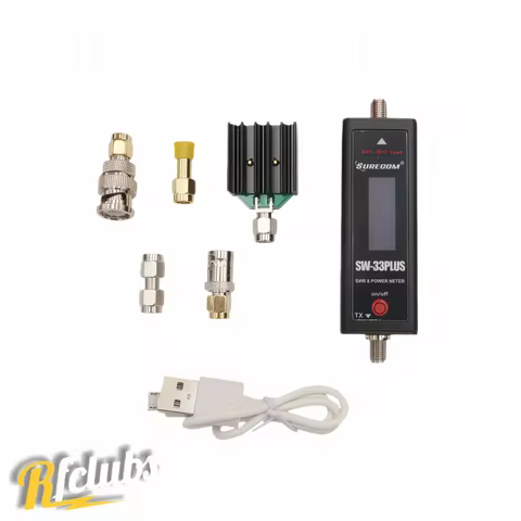 SURECOM SW-33PLUS Mini SWR Meter 125-525MHz with 4 Adapters & Load for Antenna Testing