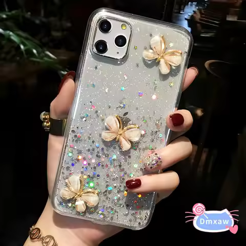 Glitter Bling 3D butterfly Phone Case For Samsung Galaxy A60 M40 J8 2018 A8 A6 Plus A5 2018