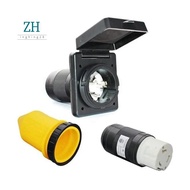 RV 50 Amp 125V/250V AC Power Inlet Plug Female Twist Locking Connector Black