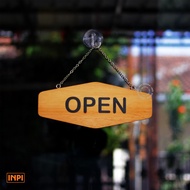 INPI HOUSE Open Closed Signage Open & Close Sign Board Wood Open Close Sign Board