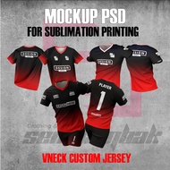 Vneck Editable PSD Mockup | Mockup Baju Sublimation | Editable Jersey Mockup  - Sublimation Template