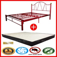 [ FREE 1 X RM99 T-SHIRT ] [Combo Set] 3V Powder Coat Metal Bed Frame BY9021 - Queen Size WITH Queen 