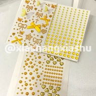 高级金色水钻珍珠贴薄纱蝴蝶结贴钻diy贴脸音乐节妆容金色钻贴xiangtaih881.my20250812