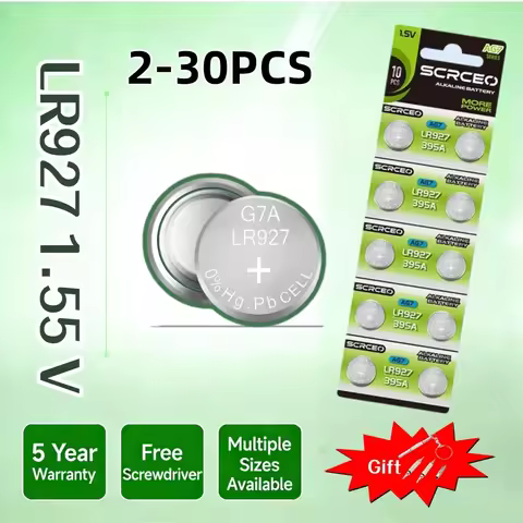 2-30PCS 1.55V 46mAh AG7 Alkaline Coin Cell LR927 LR57 SR927W 399 GR927 395A Battery Button Batteries