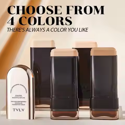 Waterproof Concealer Foundation Stick With Brush - All-in-One Long-Lasting, Oil Control, Brightening