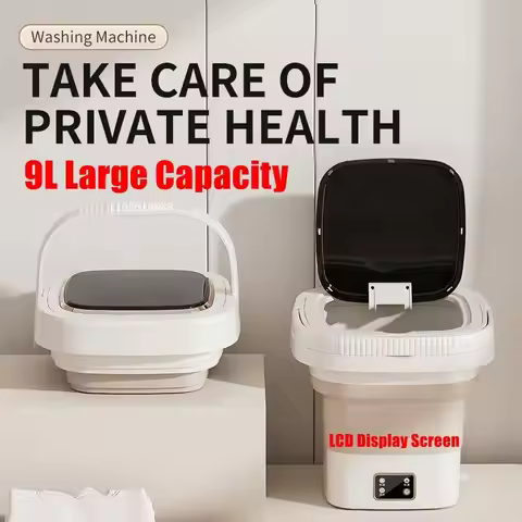9L Foldable Washing Machine With LCD Display Spin Dryer Automatic Mini Underwear Sock Centrifuge Por