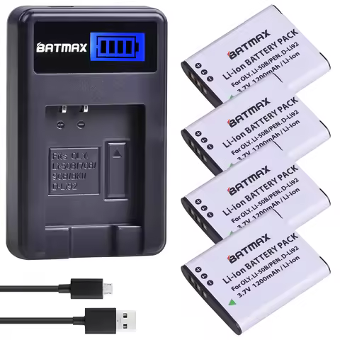 Batmax 1200mAh Li-50B Bateria Li 50B D-LI92 Battery +LCD USB Charger for Olympus u6010 u6020 for Pen