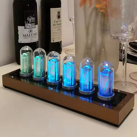 RGB Nixie Tube Clock Digital Led Clock Luxury Metal Vacuum Tube Watch Light Gold Desktop Clocks Lamp