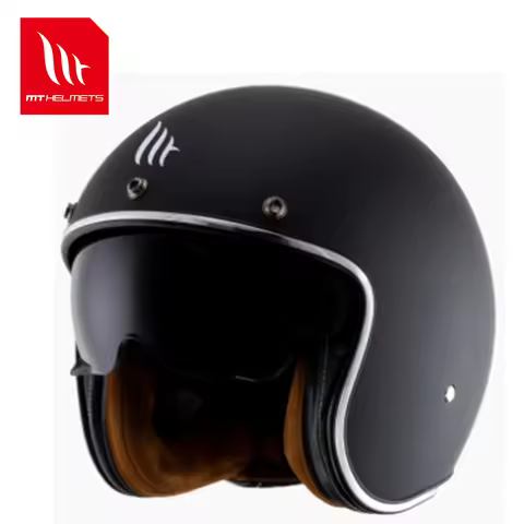 Lightweight Helmet Retro Black / White Motorcycle Motocross Helmets 3/4 Mt Brand Le Mans 2 Sv Double