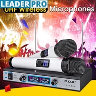 Handheld Wireless UHF Microphone System 2 Mic KTV Bass Karaoke Audio Wireless Microphone for Karaoke with LED Display