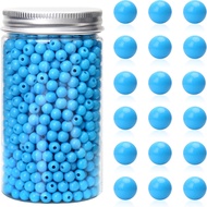1000PCs 6MM Aquamarine Acrylic Smooth Round Beads With Bottle, Acrylic Bubblegum Ball Beads, Plastic