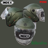 หมวกกันน็อคเปิดหน้า  INDEX Pure  รุ่นใหม่ล่าสุด หน้ากากสีปรอทเงินอ่อน