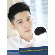 Men's wig short hair real hair smooth invisible handsome hair full inch real hair men's wig cut to r