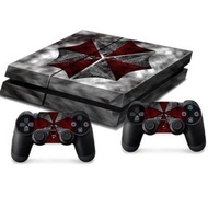 Protective Game Player and Controller Skin Sticker with Umbrella Leaf Pattern for Sony PlayStation 4