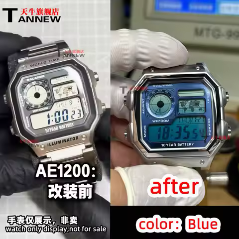 AE1200 Screen Mod Film+Dial for Casio ae1200 Square Watch Colorful Display Overlay Sticker Easy DIY 