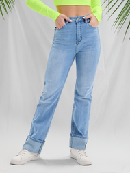"Hazelwood"_Deborah Jeans - Women Straight high waist jeans - Light Indigo_83600_02