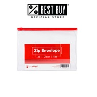 Zip Envelope Cy54-14c A5 Red Zip Transparent Body Flat