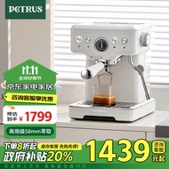 柏翠(petrus)咖啡机意式浓缩家用小型半自动蒸汽打奶泡 PE3833 海盐小方pro