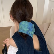 K K25 Korean Fashion Retro Niche Oil Painting Feel Square Scarf Hair Tie High-End Feel Temperament H