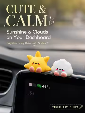Cute Sun & Cloud Car Dashboard Decor – Adorable Silicone Figures for Screen Edge, Stress Relief & Sm