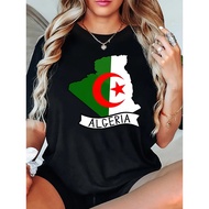 Algeria Flag Pattern Print Casual T-Shirt - Women's Short Sleeve Spring Summer Top