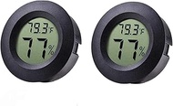 Meichoon 2-Pack Mini Fridge Freezer Thermometer,Hygrometer for Cigar Humidor,Electronic Thermometer Hygrometer,Indoor Household Embedded Thermometer,Temperature Humidity Gauge Detector,Q-UD01 Black