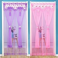 Door Curtain Household Summer Anti-Mosquito Door Curtain Perforation-Free Lace Door Curtain Partition Curtain Kitchen Bedroom Decorative Curtain Anti @