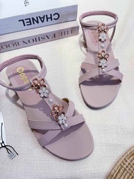 รองเท้ารัดส้น ผู้หญิง ส้นแบน Size 41 - 45  Bigsize รองเท้าแฟชั่น แบบรัดส้น ไซส์ใหญ่