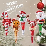 圣誕手持打擊棒鋁膜氣球圣誕老人雪人拐杖卡通中棒圣誕節派對裝飾