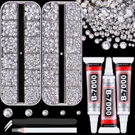 TINKRSTUFF Resin Rhinestones for Crafting with B7000 Jewelry Glue, 2 Boxes Clear FlatBack Crystals w