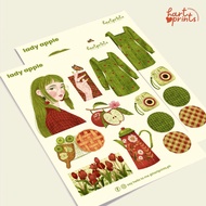 Lady Apple Stickers | Apple Themed Stickers for Journals, Planners, Scrapbooks | Hartprints