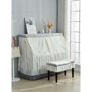 Piano Cover Modern Simple Piano Cover Grid Lace Anti-dust Piano Full Cover Piano Stool Cover Small F