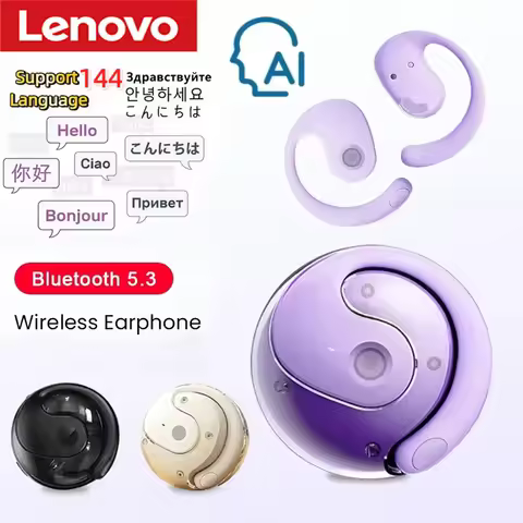 Lenovo AI Earphones Wireless Bluetooth Real-time Language Translation 144 Languages Ear Hanging Head