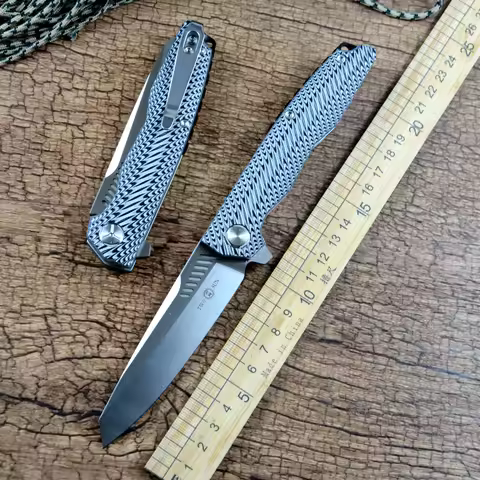 TWOSUN TS16 G10 Folding Knife D2 Satin Blade Outdoor Camping Hunting Pocket Knife EDC Tools Flipper 