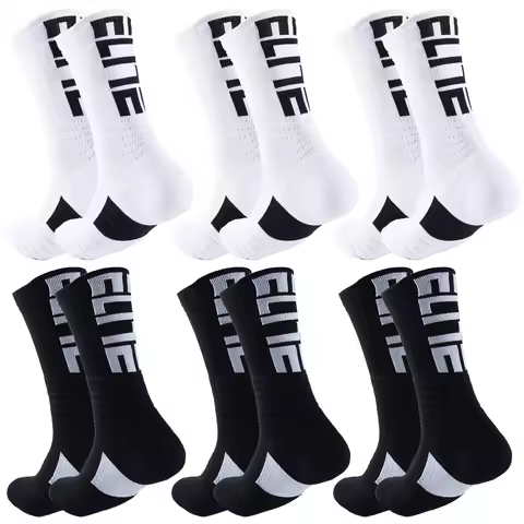 6Pairs Sports Socks for Football Basketball Baseball Rugby Soccer Cycling Running Hiking Tennis Skat