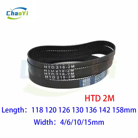 HTD 2M Closed Loop Rubber Timing Belt Width 4/6/10/15mm Length 118 120 126 130 136 142 158mm Drive T