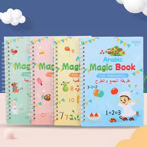 Arabic Magic Practice Copybook Pen Preschools Kids Calligraphy Notebook Free Wiping Children Reusabl